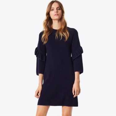 Tory Burch Ashley Navy Ruffled Sleeve Sweater Dre… - image 1