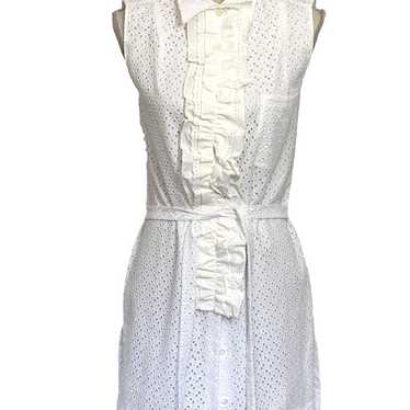 PRADA White Eyelet Sleeveless Dress Size 44 - image 1