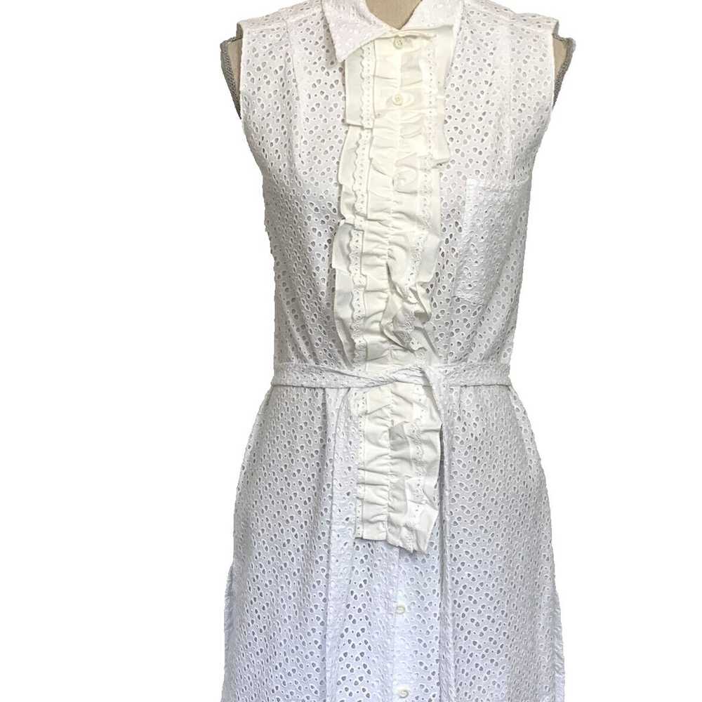 PRADA White Eyelet Sleeveless Dress Size 44 - image 3