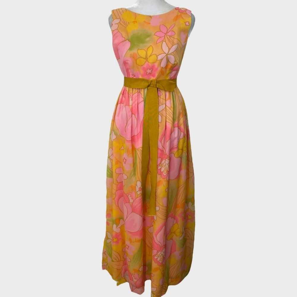 Vintage Malia Honolulu Pink Green Yellow Flowy Fl… - image 1