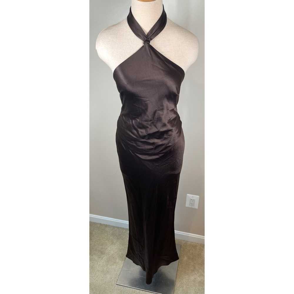 Retrofete Brown Satin Ester Halterneck Maxi Dress… - image 4