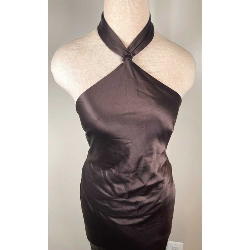 Retrofete Brown Satin Ester Halterneck Maxi Dress… - image 5