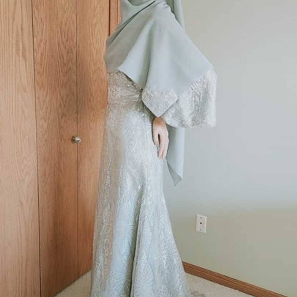 MODEST MUSLIM SEQUINS DRESS Sage Color fully line… - image 2