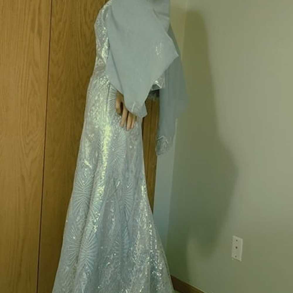 MODEST MUSLIM SEQUINS DRESS Sage Color fully line… - image 7