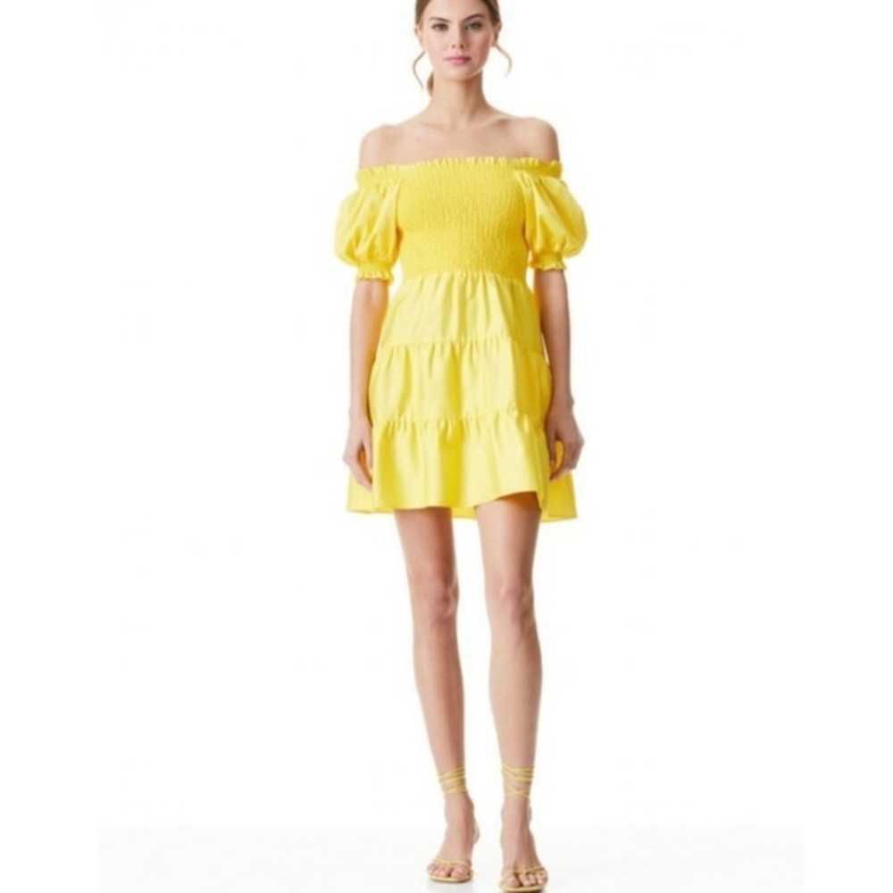 Alice  + Olivia Elizabeth Puff Sleeve Sz 8 Yellow - image 2