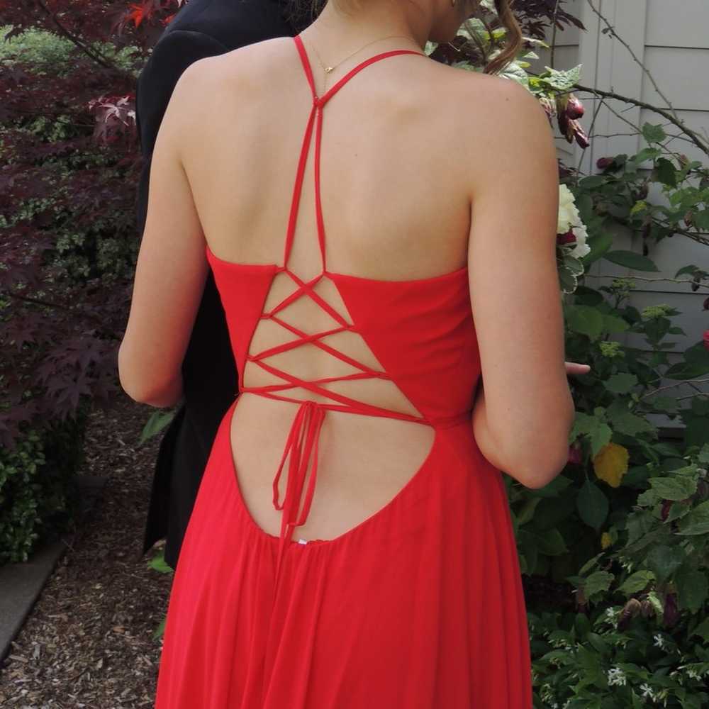 Corset red back prom dress - image 2