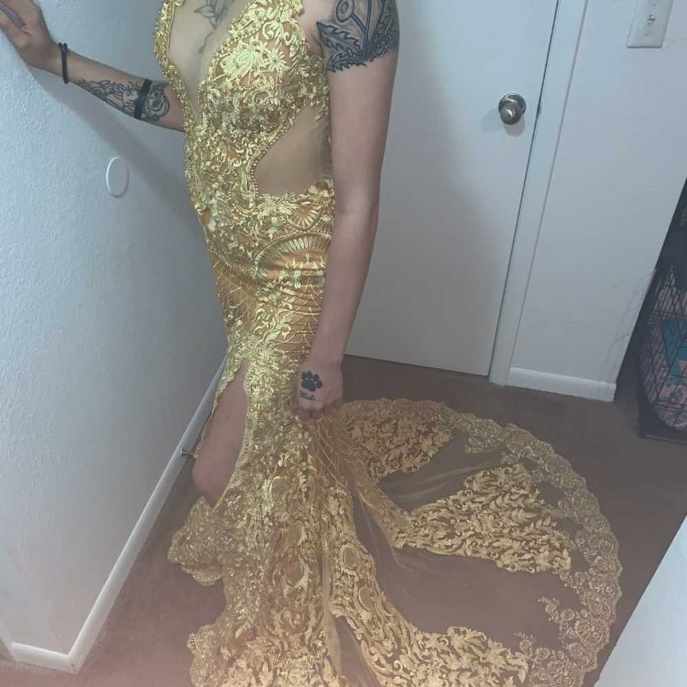 Gold Lace Dress - image 2