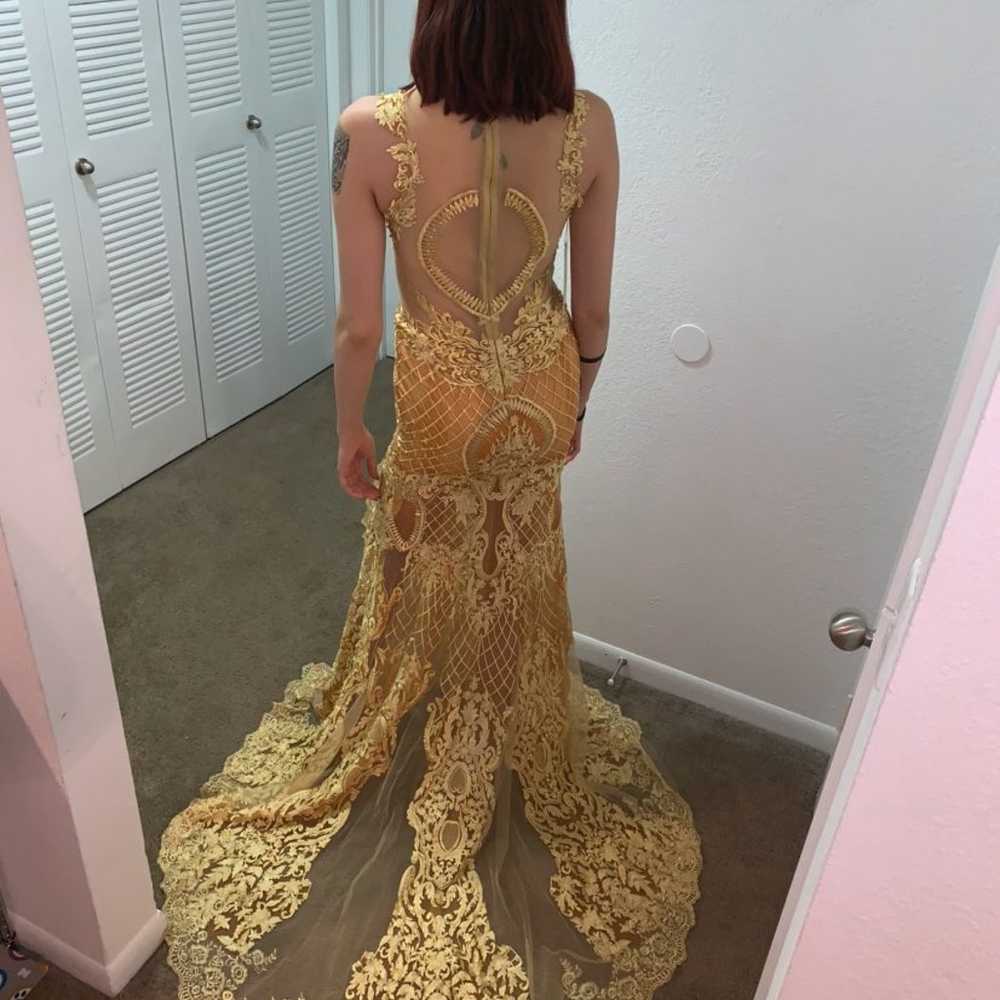 Gold Lace Dress - image 3