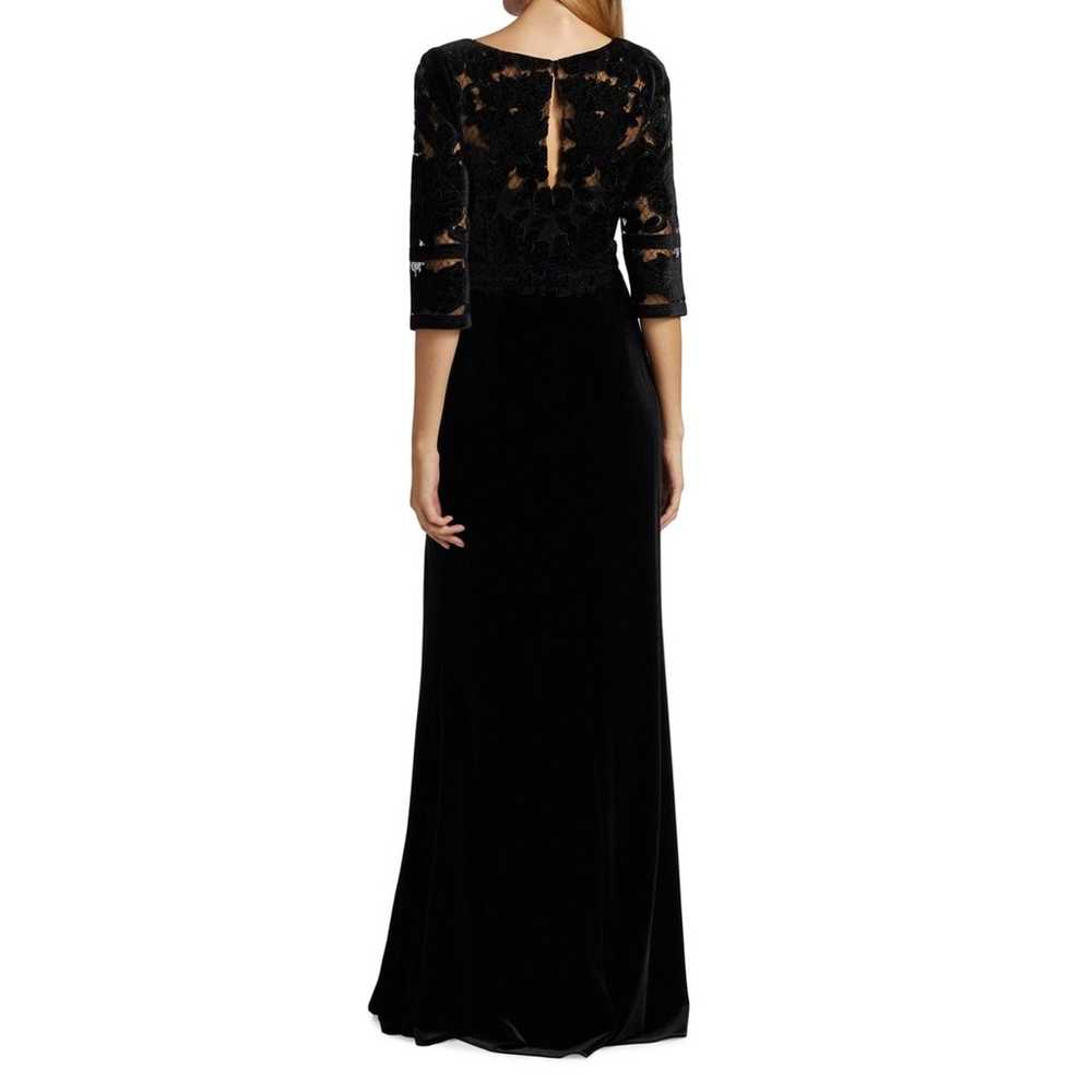 Marchesa Black Velvet Gown Cutwork Floral Embroid… - image 3