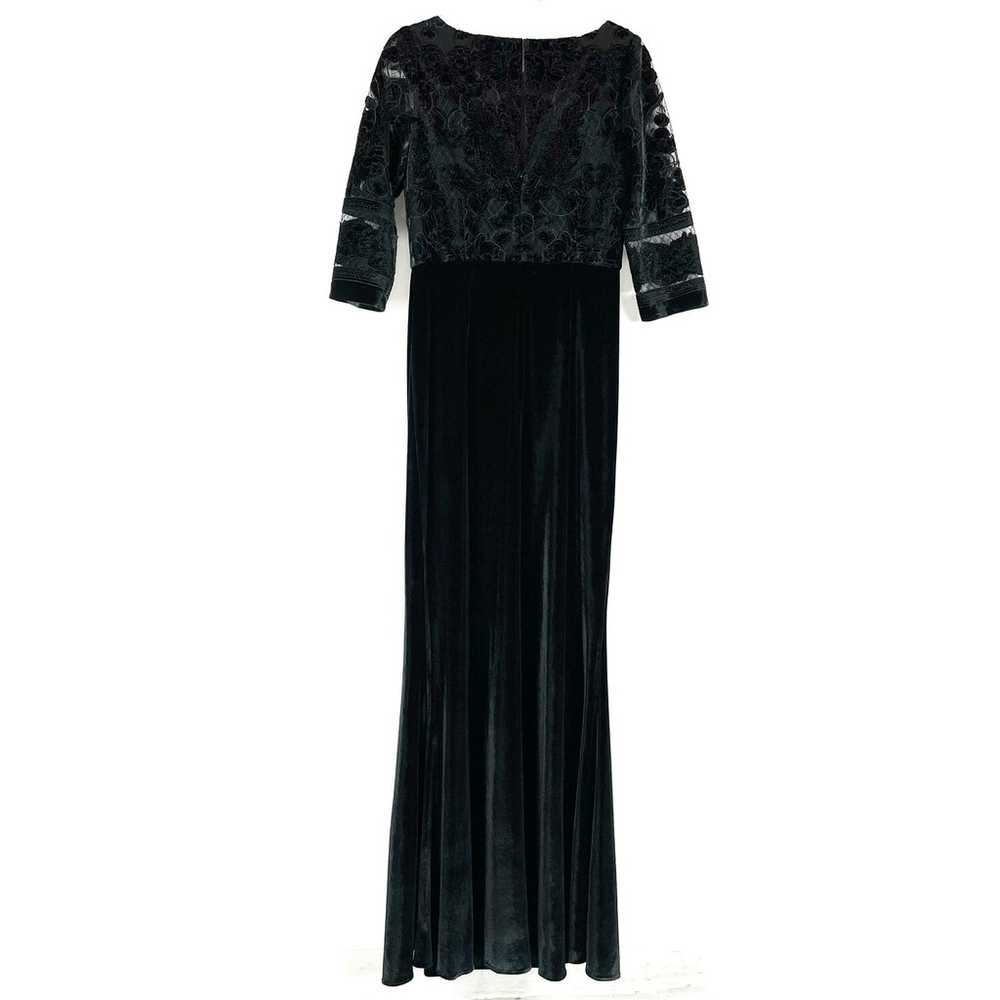 Marchesa Black Velvet Gown Cutwork Floral Embroid… - image 9