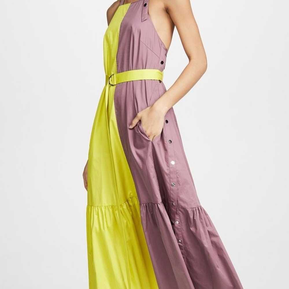 Tibi Colorblock Maxi Blue Halter Dress with Snaps - image 1