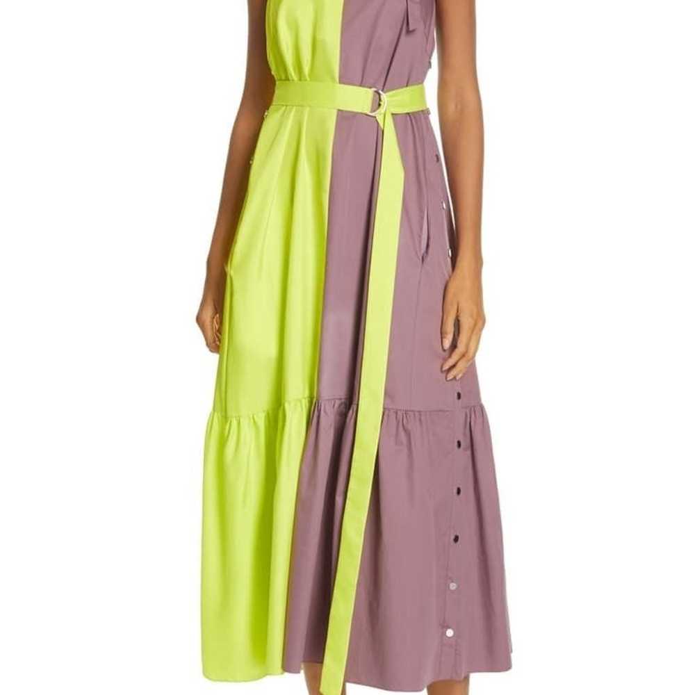 Tibi Colorblock Maxi Blue Halter Dress with Snaps - image 2