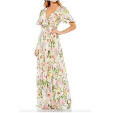 MAC DUGGAL Floral Pleated Maxi Dress