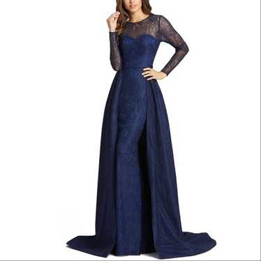 Mac Duggal 12356 Long Sleeve Lace Over Skirt Gown,