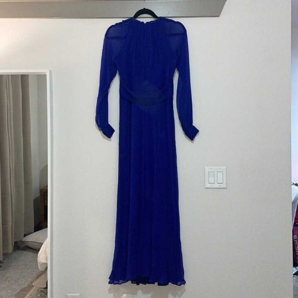 Teri Jon Blue Chiffon Long Sleeve Beaded Gown Dre… - image 4