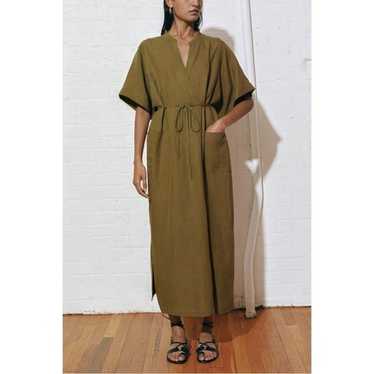 Mara Hoffman Linen-Blend Midi Faux-Wrap Emira Dre… - image 1