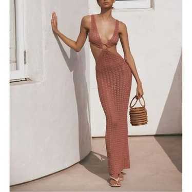 Cult Gaia Knit Crochet Maxi Cut-Out Tyra Dress - image 1