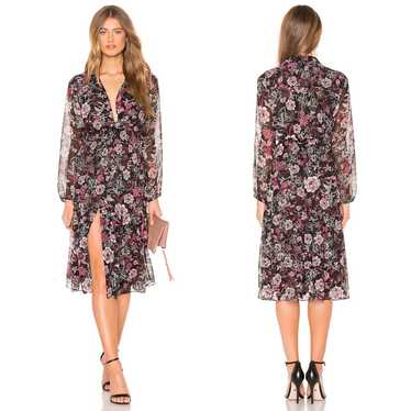 MISA Laysi Floral Long Sleeve Midi Dress in Black… - image 1