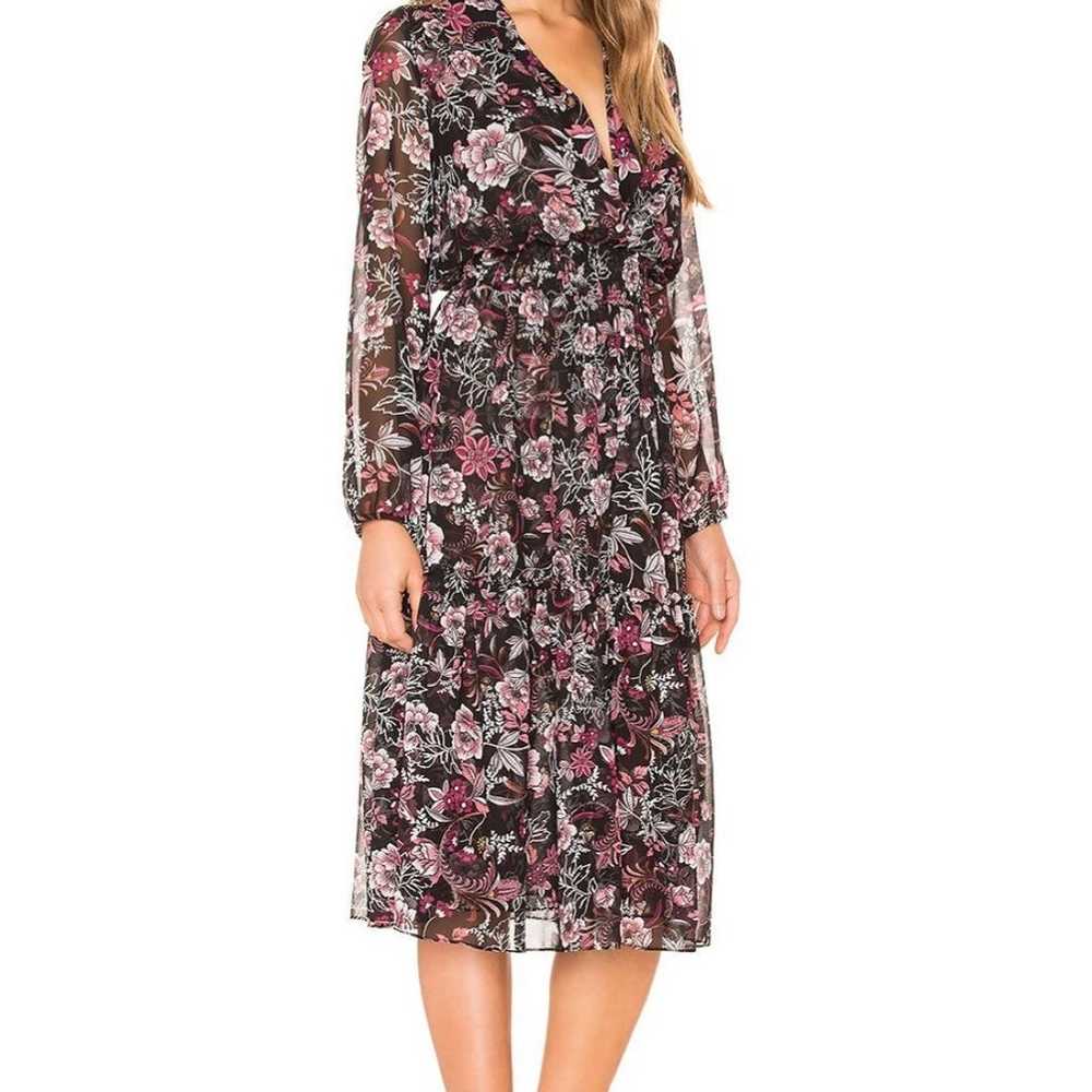 MISA Laysi Floral Long Sleeve Midi Dress in Black… - image 2