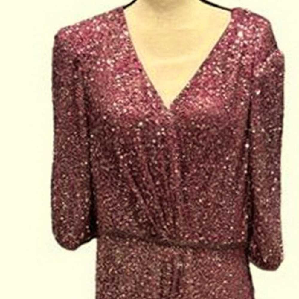 Mac Duggal Berry Purple Sequin Puff Sleeve Gown - image 4