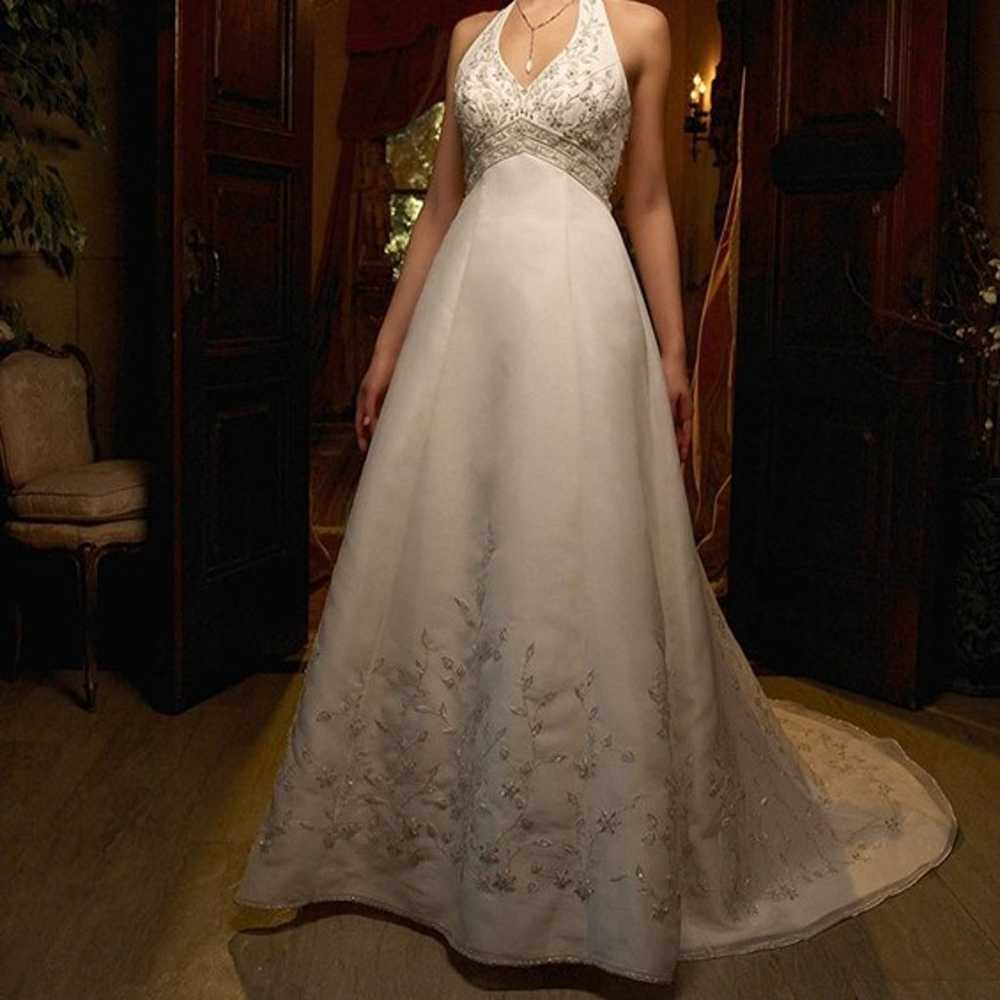 Wedding Dress (Size 4) with silver embroidery - image 1