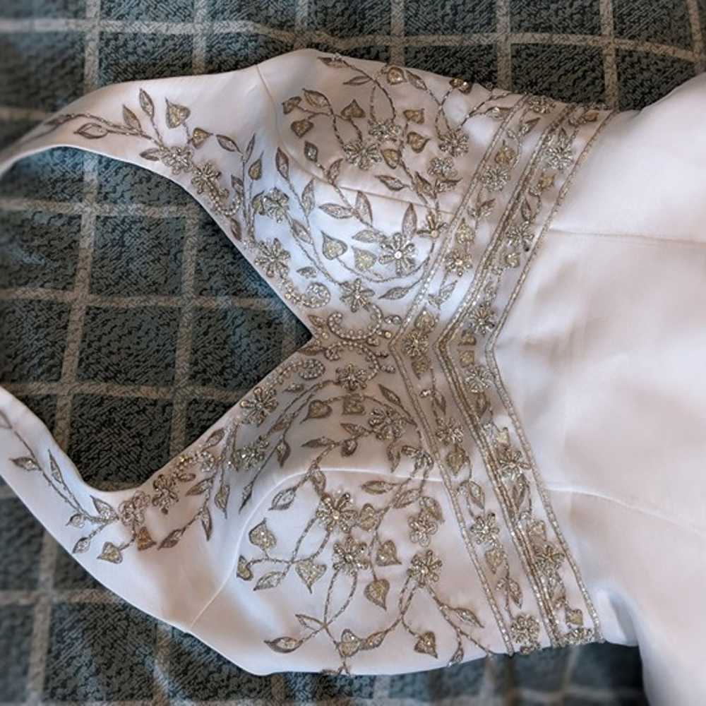 Wedding Dress (Size 4) with silver embroidery - image 6