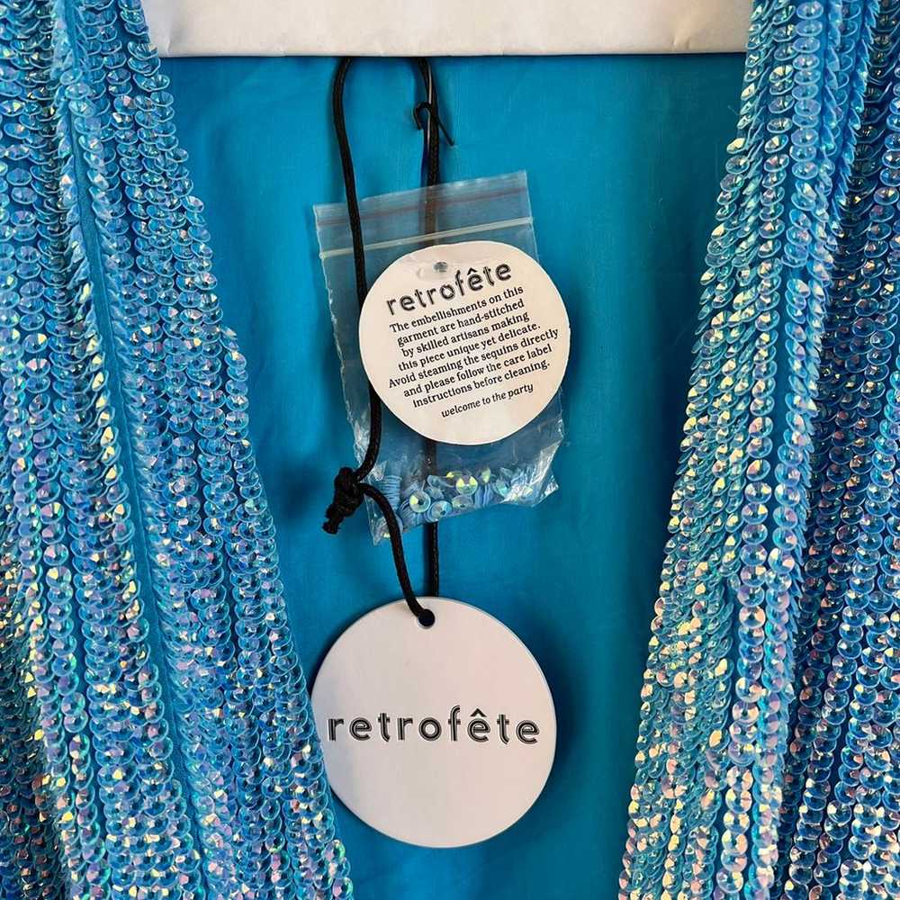 Retrofete Blue Sequin Midi Dress - image 7