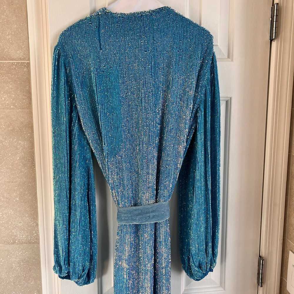 Retrofete Blue Sequin Midi Dress - image 8