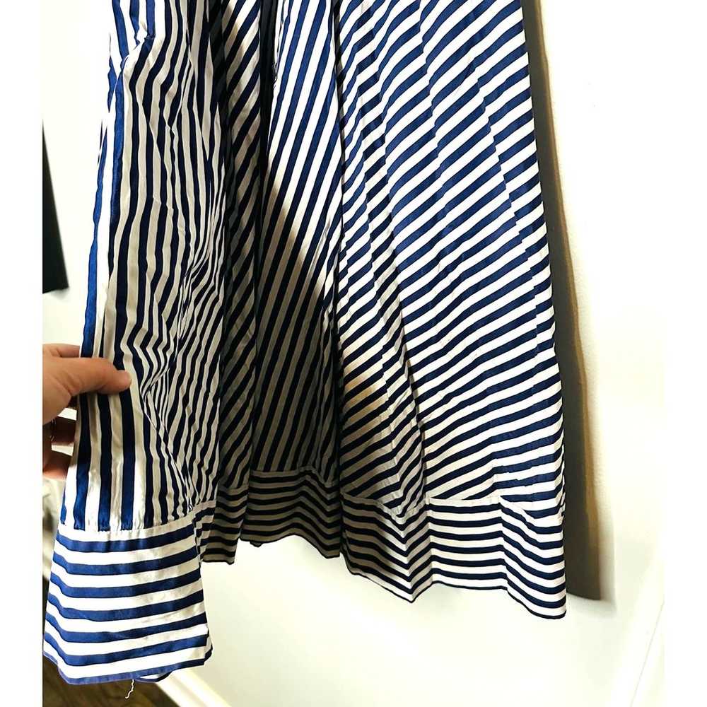 MSGM Blue Striped Cotton Cold Shoulder Lined Squa… - image 10