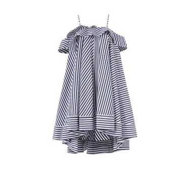 MSGM Blue Striped Cotton Cold Shoulder Lined Squa… - image 1