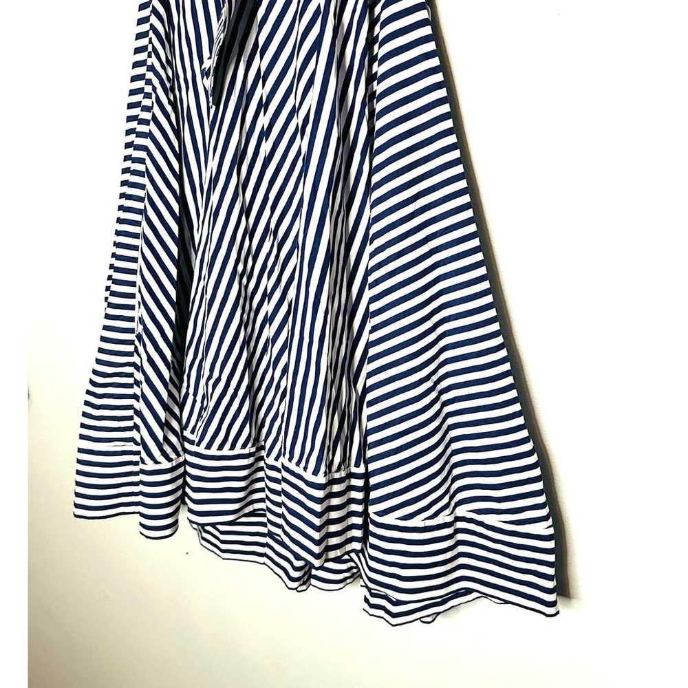 MSGM Blue Striped Cotton Cold Shoulder Lined Squa… - image 6