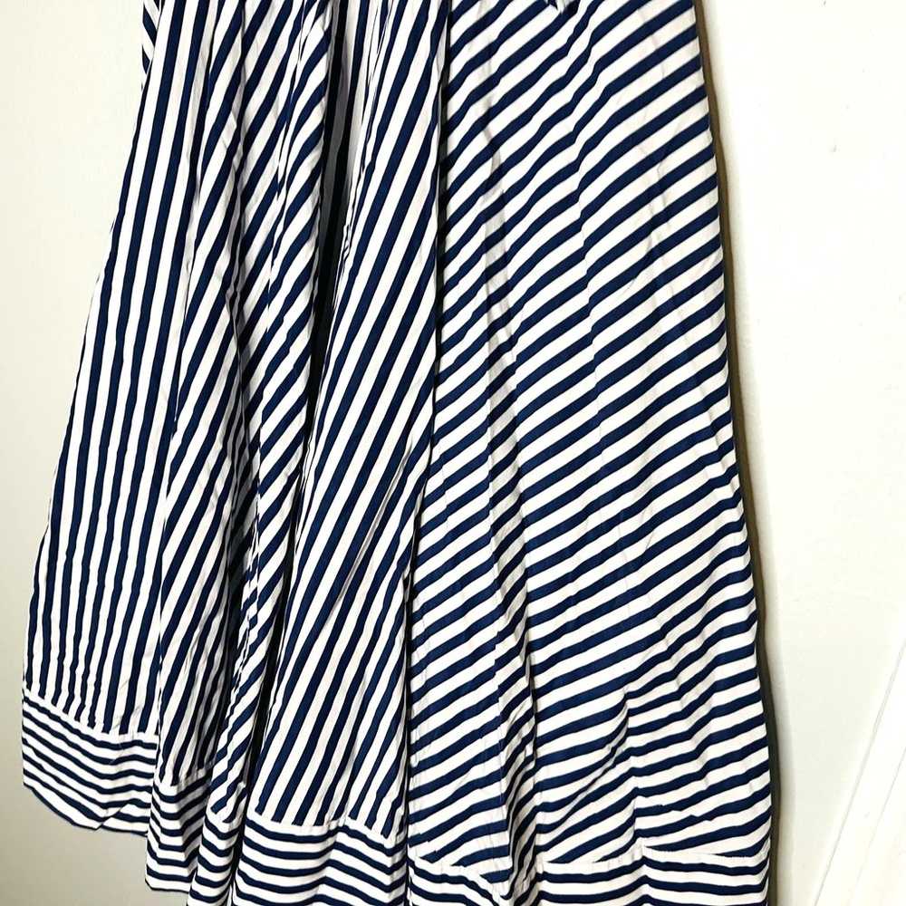 MSGM Blue Striped Cotton Cold Shoulder Lined Squa… - image 8