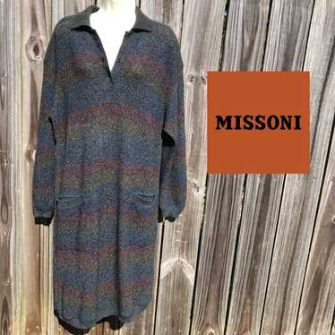 Missoni Vintage 46 10 Wool Mohair Striped Dress L… - image 1