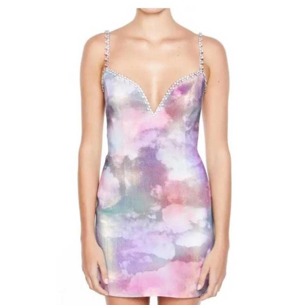 Area NYC cloud print crystal trim dress - image 3