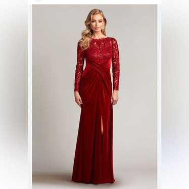 Tadashi Shoji Sequined Velvet & Lace Column Gown … - image 1