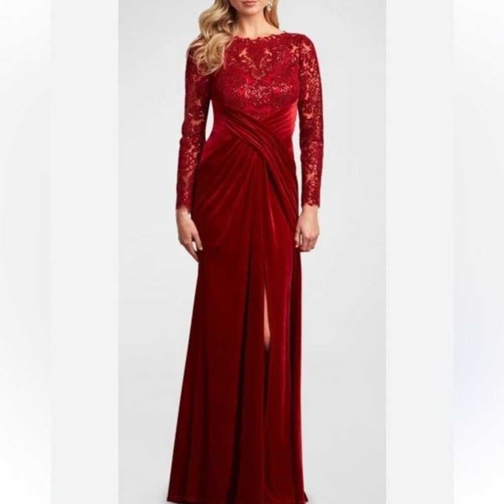 Tadashi Shoji Sequined Velvet & Lace Column Gown … - image 3