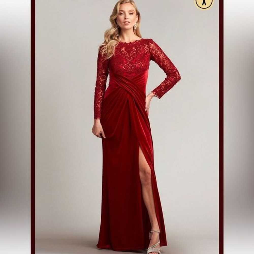 Tadashi Shoji Sequined Velvet & Lace Column Gown … - image 7