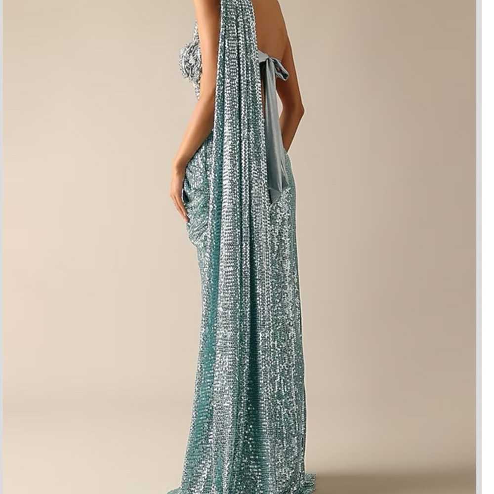 Blue sequin saree gown from Deme by Gabriella - image 2