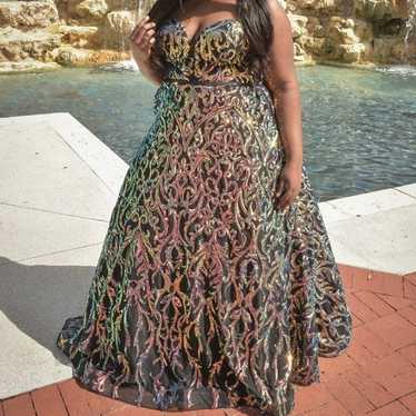 Plus size sequin prom Dress