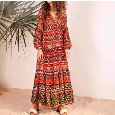 Anthropologie Farm Rio Red Tropical Shine Maxi Dre