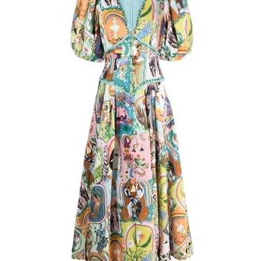 ALEMAIS

Evergreen Puff-Sleeve Printed Linen Midi… - image 1