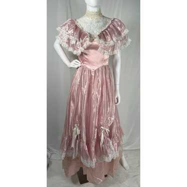 Vintage 1980s pink and white princess gown from cheapest Gunne Sax