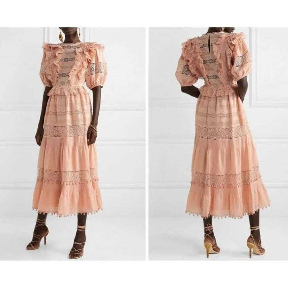 ULLA JOHNSON Dress Pink Crochet Broderie Anglaise… - image 1