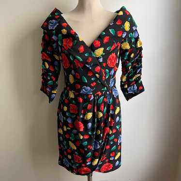 Vintage 80s Arnold Scaasi Boutique Couture Silk F… - image 1