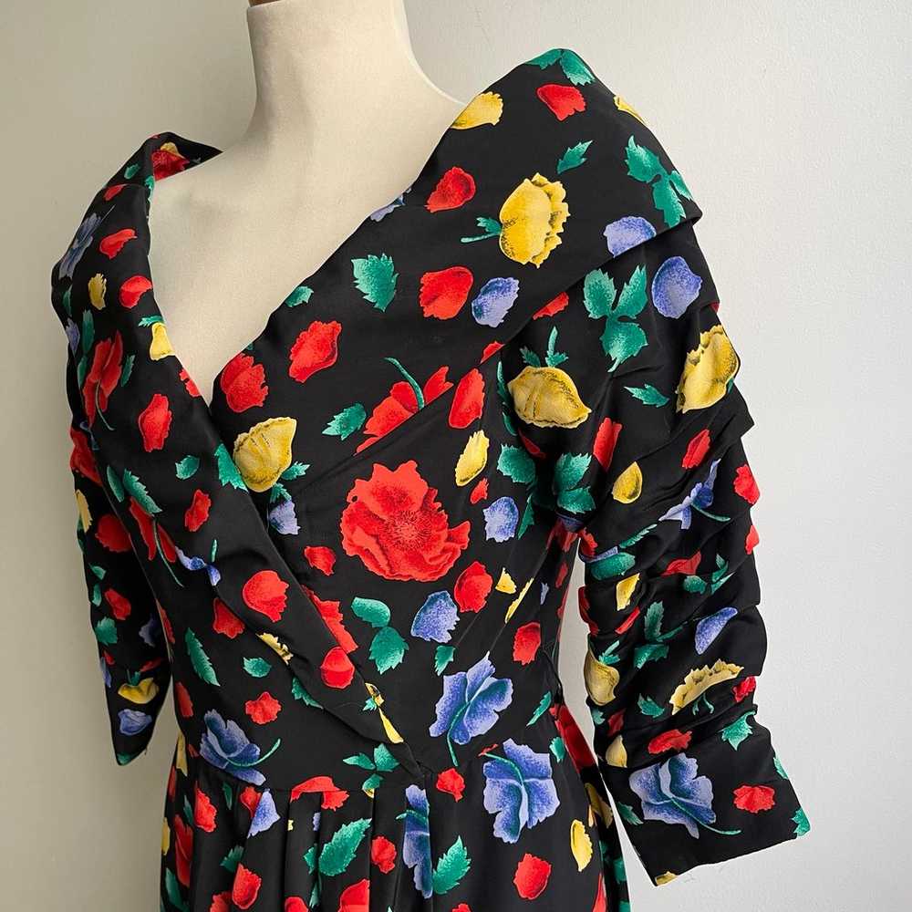 Vintage 80s Arnold Scaasi Boutique Couture Silk F… - image 2