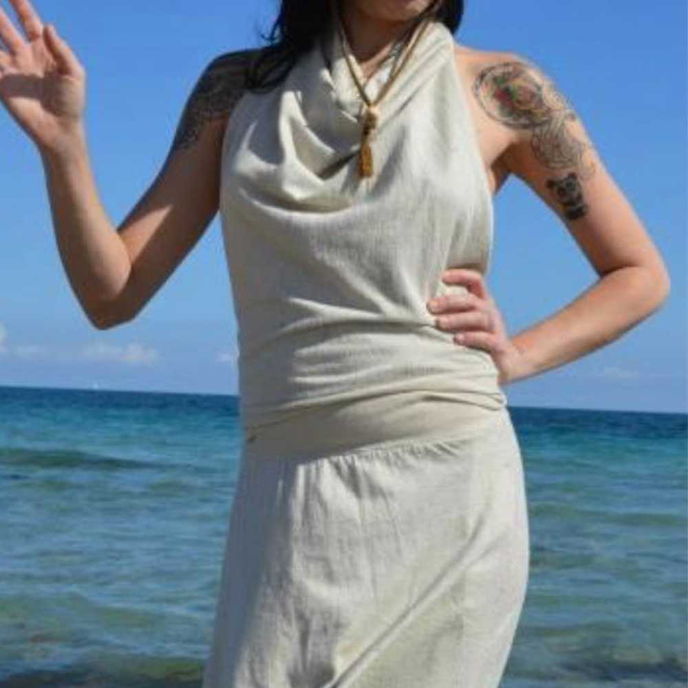 Boho sleeveless halter wedding dress organic hemp… - image 4