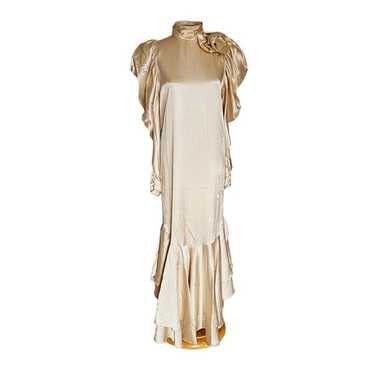 Lorrie Kabala Rare gown size 8 Champagne ruffle h… - image 1