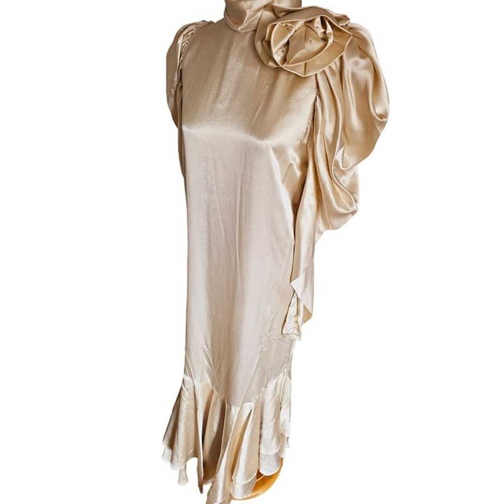 Lorrie Kabala Rare gown size 8 Champagne ruffle h… - image 3