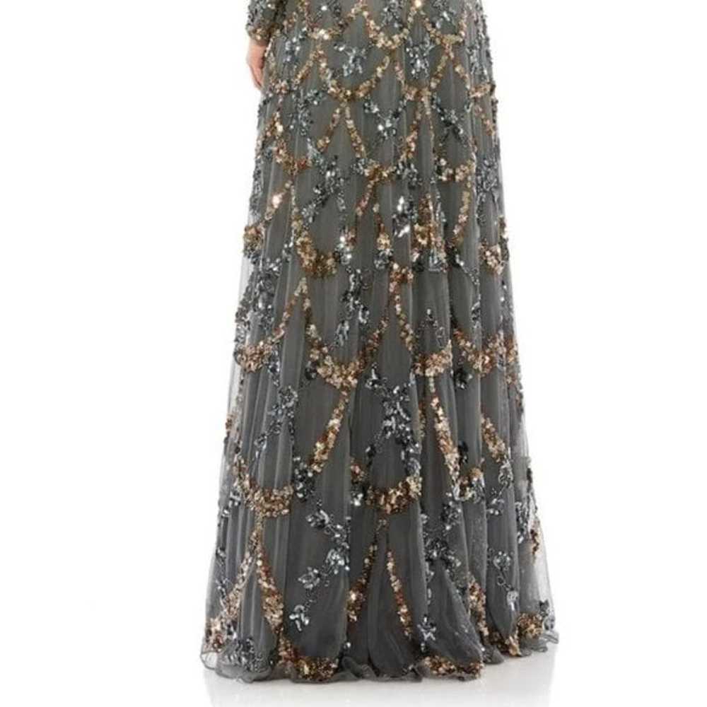 Mac Duggal Charcoal Grey Beaded Sequin Long Sleev… - image 4