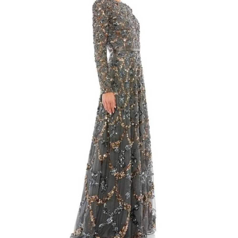 Mac Duggal Charcoal Grey Beaded Sequin Long Sleev… - image 5